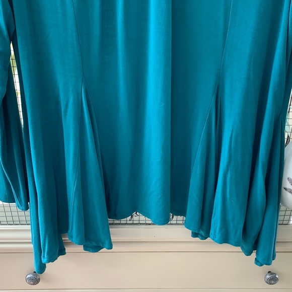 Soft Surroundings 1X A Line Asymmetrical Turquoise Topper Cardigan - Picture 4 of 4